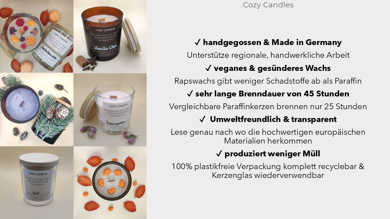 Vorteile von Rapswachskerzen - 100% Rapswachs Cozy Candles