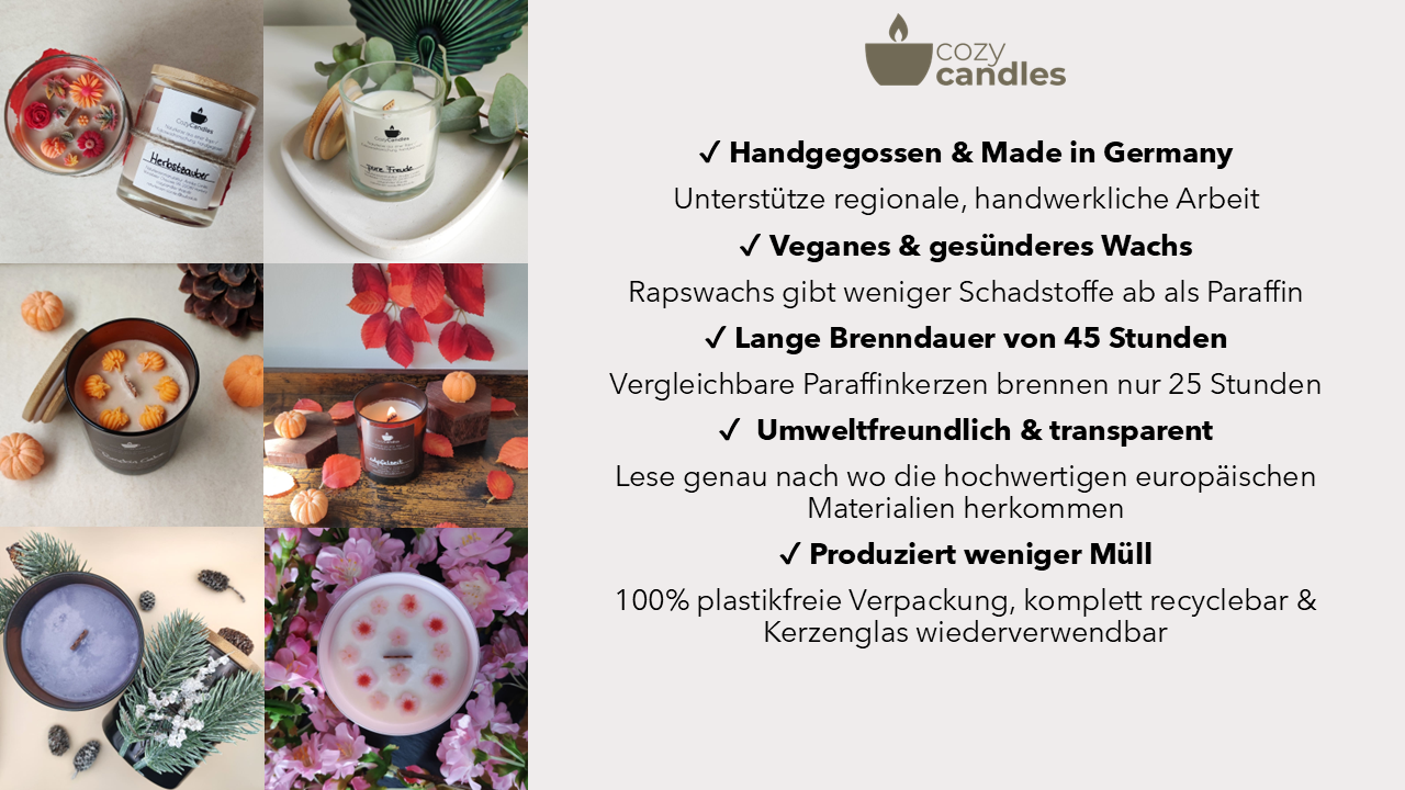 Vorteile von Rapswachskerzen - 100% Rapswachs Cozy Candles