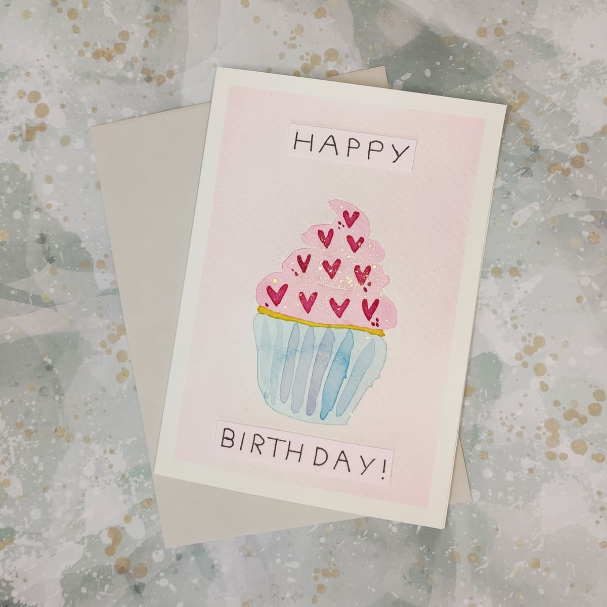Klappkarte "Happy Birthday" Cupcake