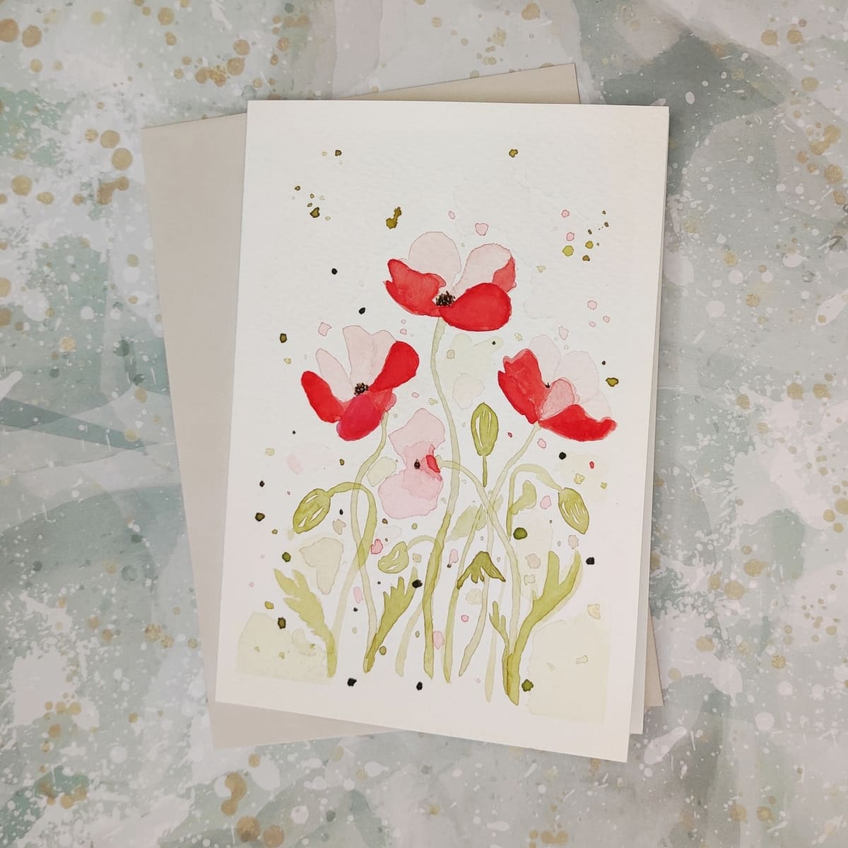 Klappkarte "Mohnblüten"