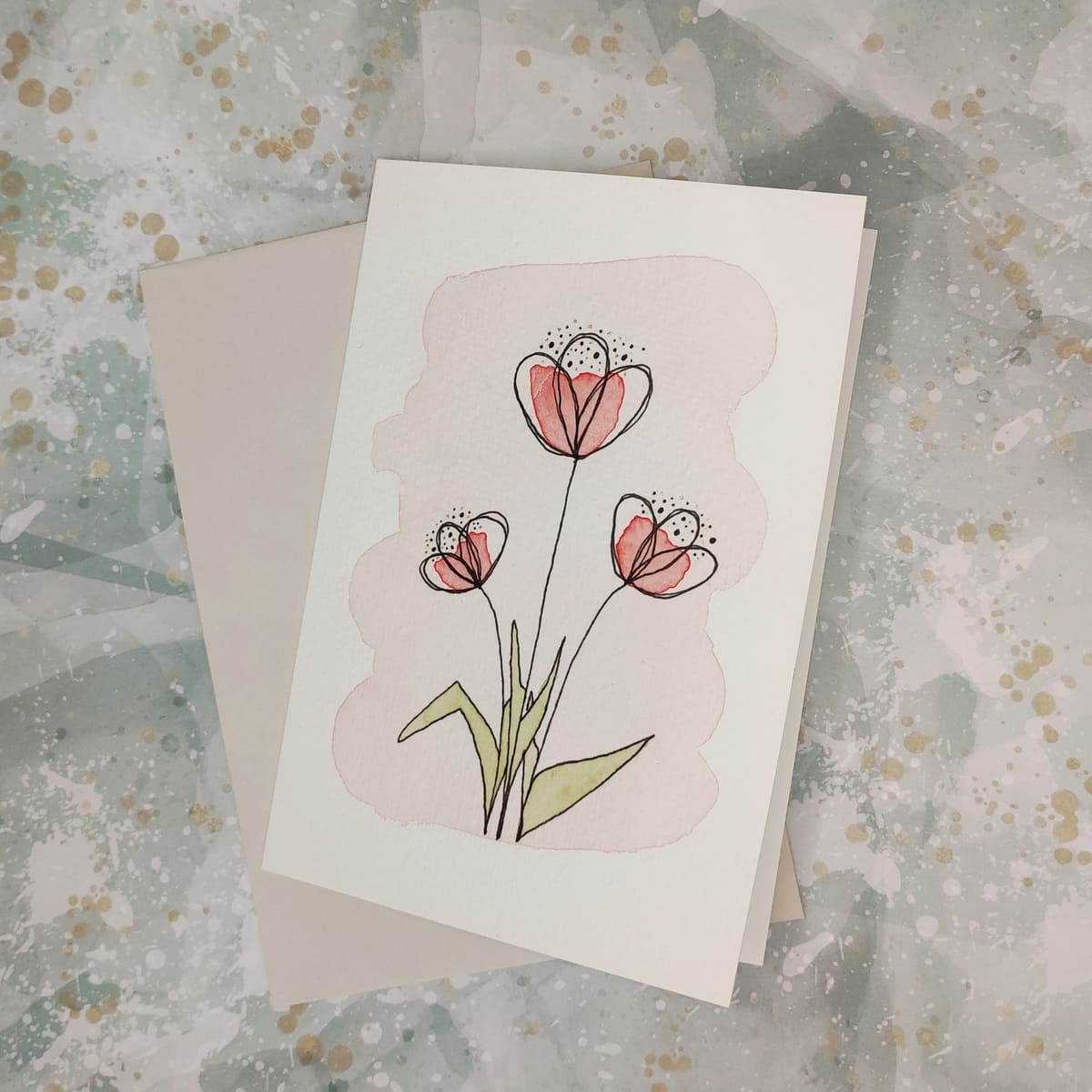 Klappkarte "Blüten rot"