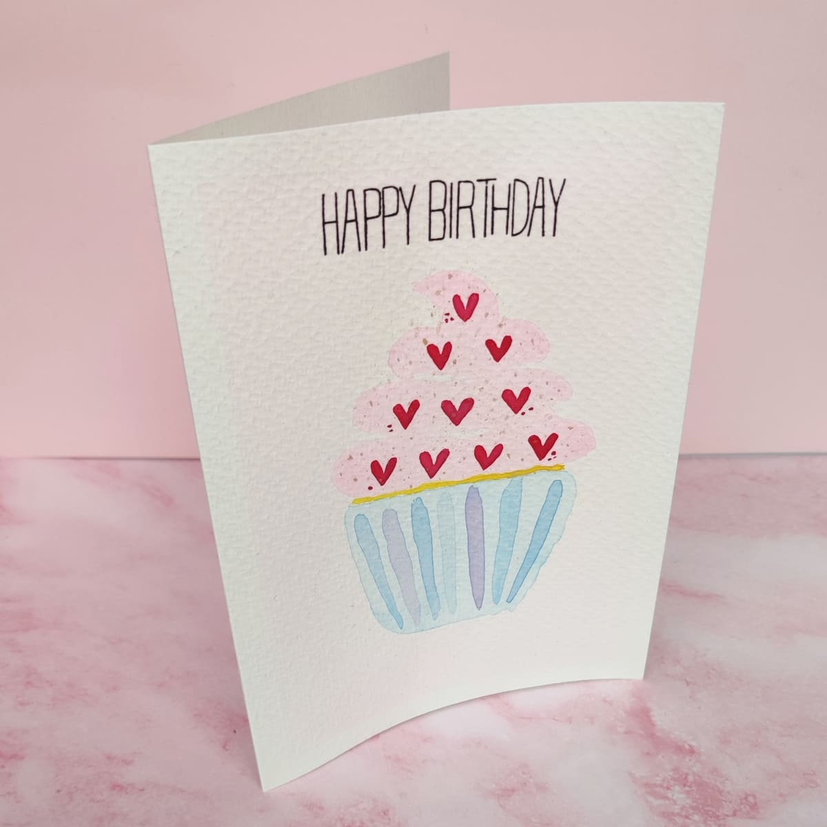 Cupcake süße Geburtstagskarte handmade Cozy Candles Aquarellkarte