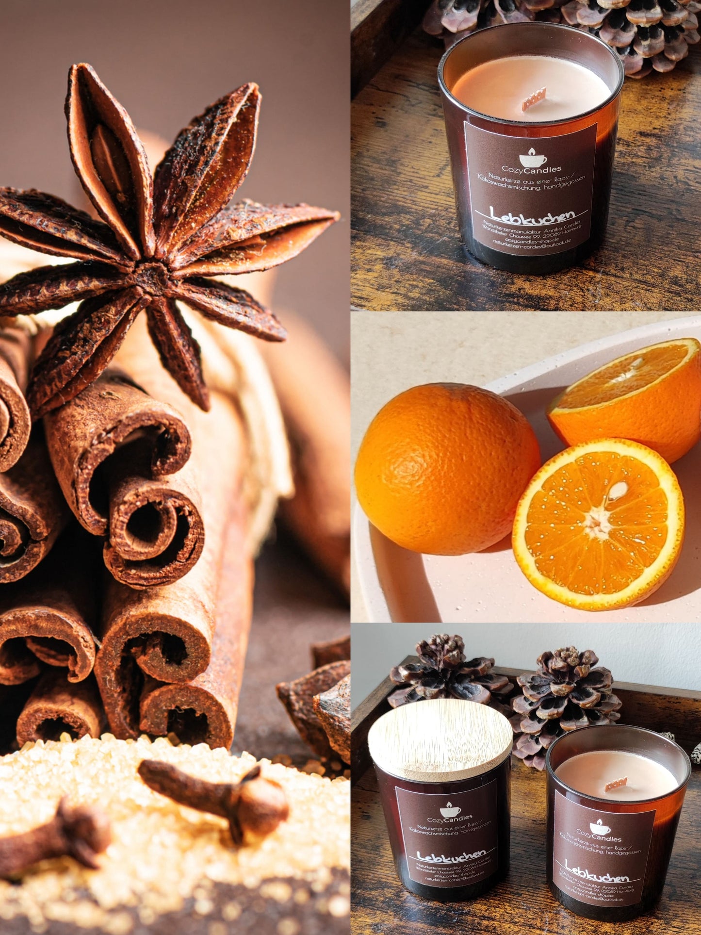 weihnachtliche Duftkerze Lebkuchen mit Noten aus Zimt Anis Orange Nelken