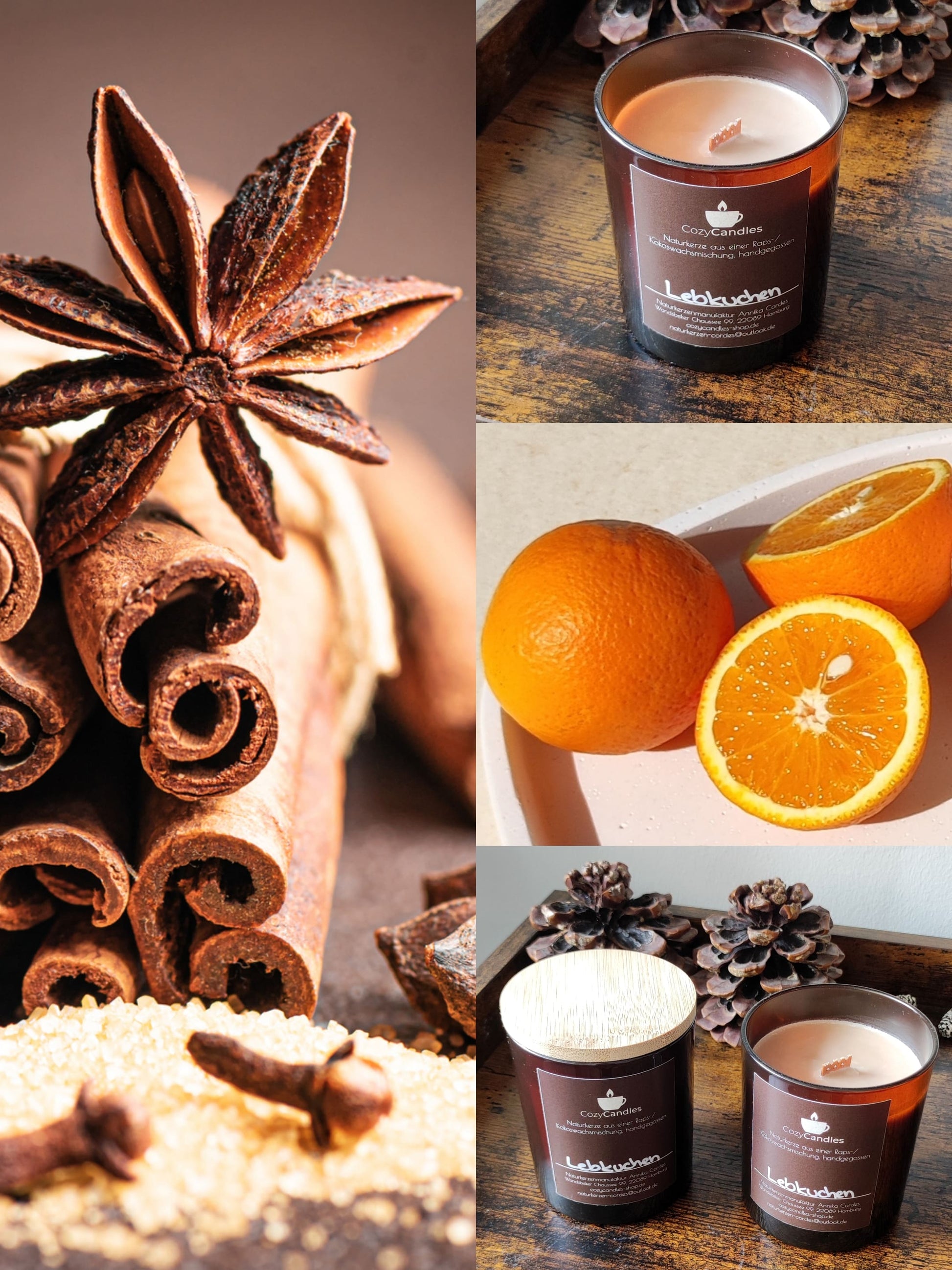 weihnachtliche Duftkerze Lebkuchen mit Noten aus Zimt Anis Orange Nelken
