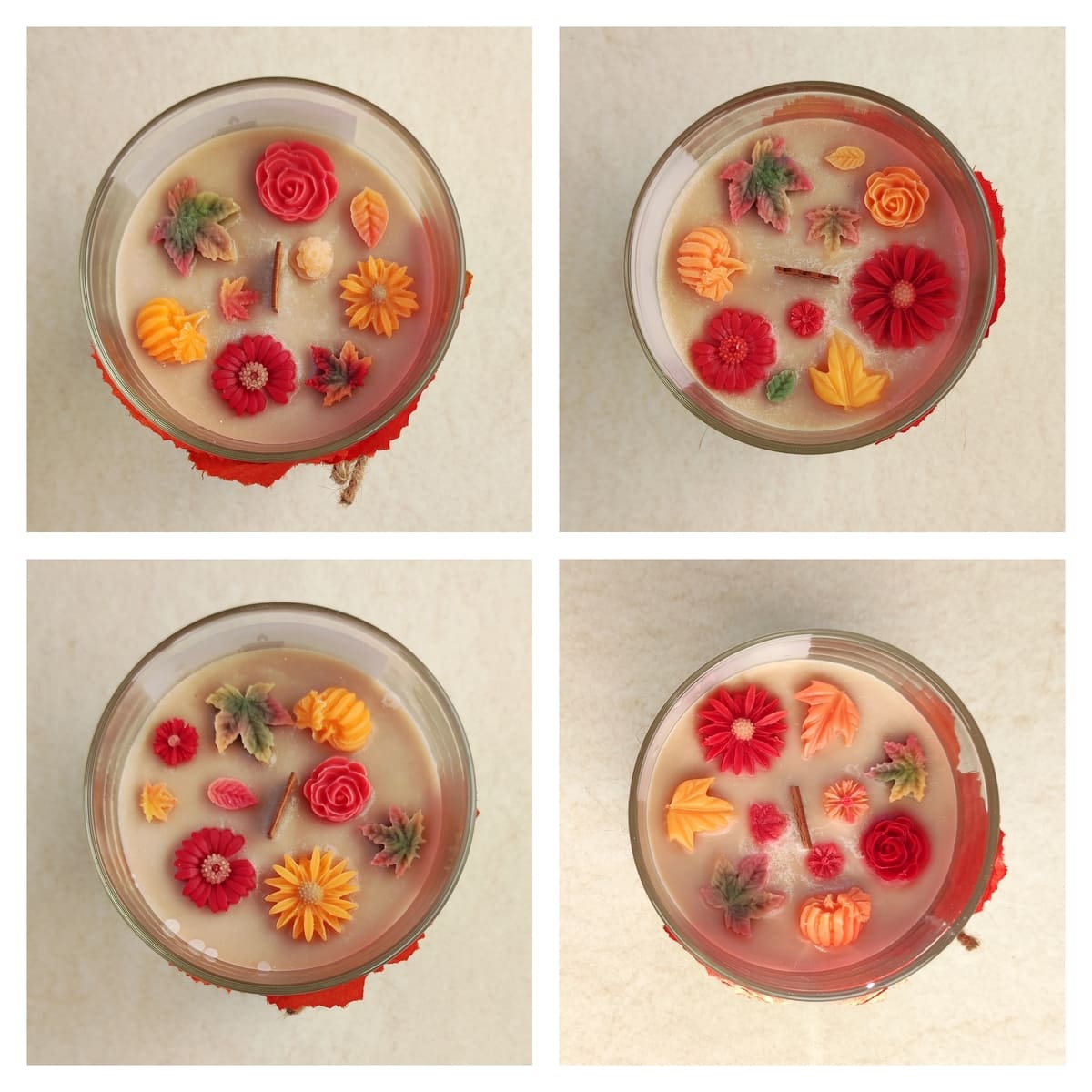 herbstlicher Duft, Herbstduftkerze mit Holzdocht, besondere Kerze mit Wachsdetails, Herbstzauber, Rapswachs, Cozy Candles