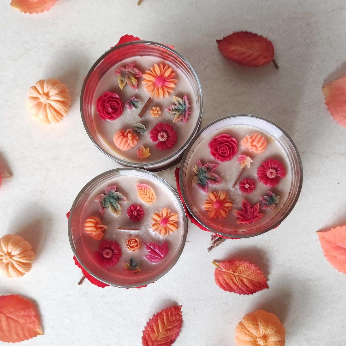 Herbst Deko nachhaltige Rapswachskerze im Glas handgemacht in Deutschland