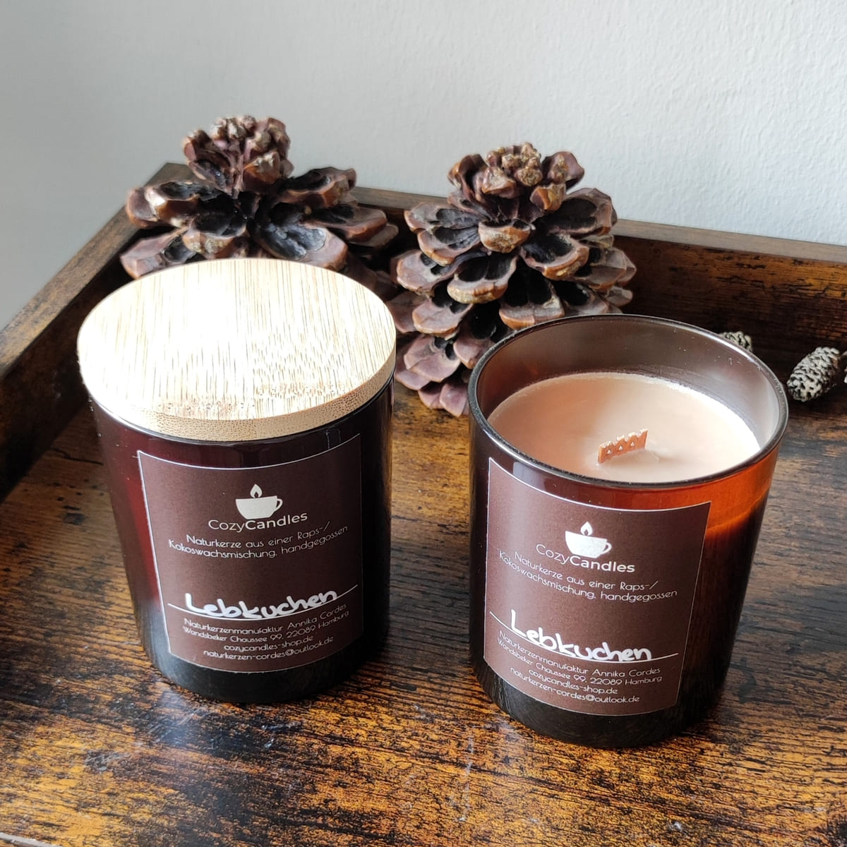 weihnachtliche Duftkerze Lebkuchen, handgegossene Kerze im Glas, Cozy Candles Hamburg, 100% vegan