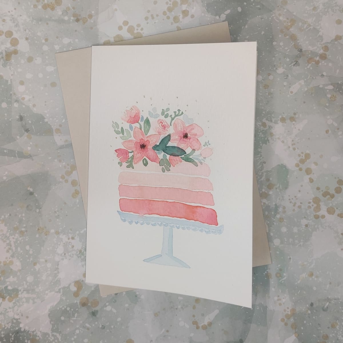 Klappkarte "Happy Birthday" Blumentorte