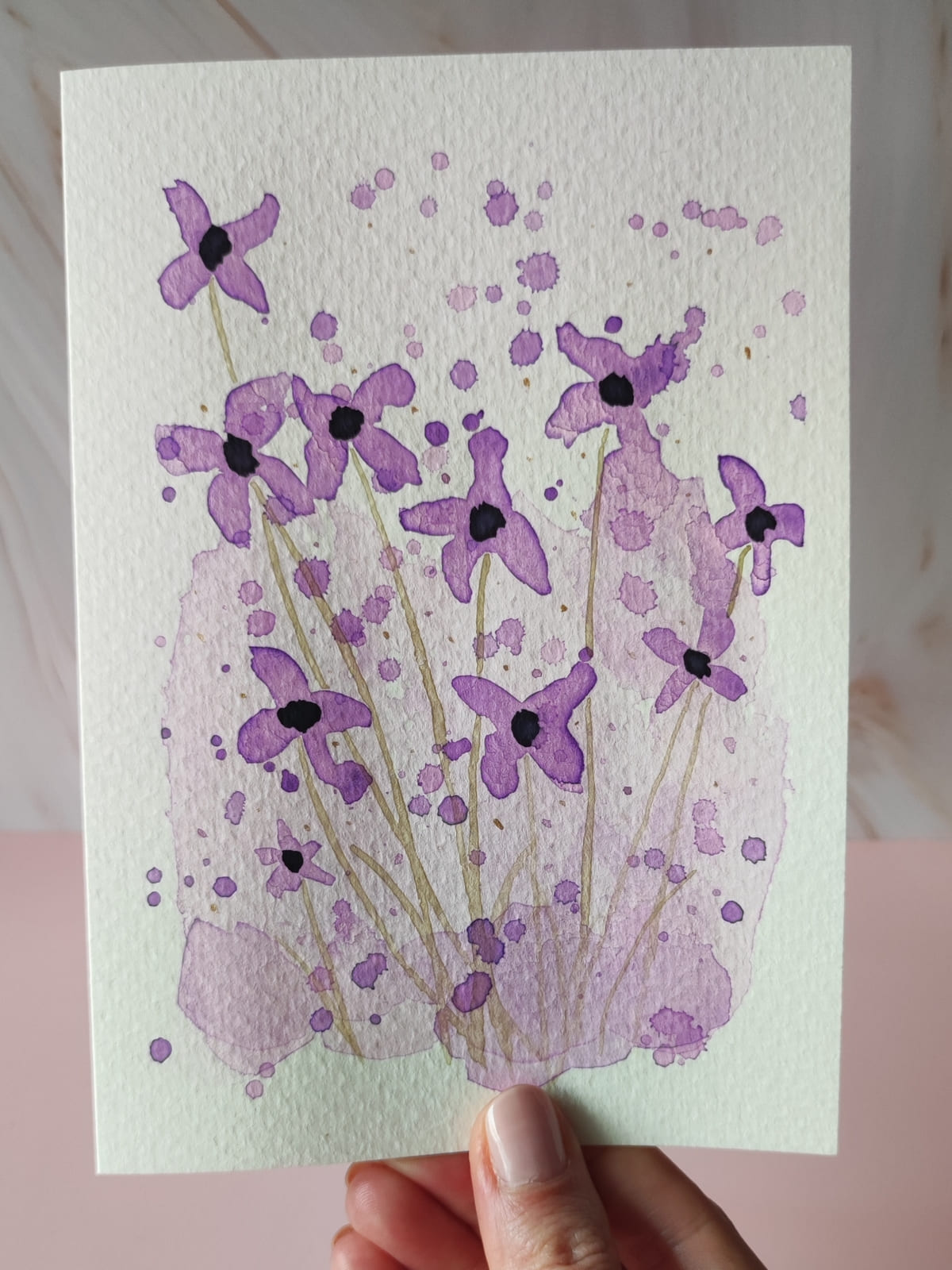 Klappkarte "lila Blüten"