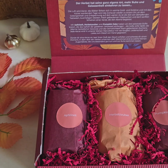 herbstliche Duftkerzen in Geschenkbox, gemütliche Herbstkerzen, Cozy Candles Hamburg